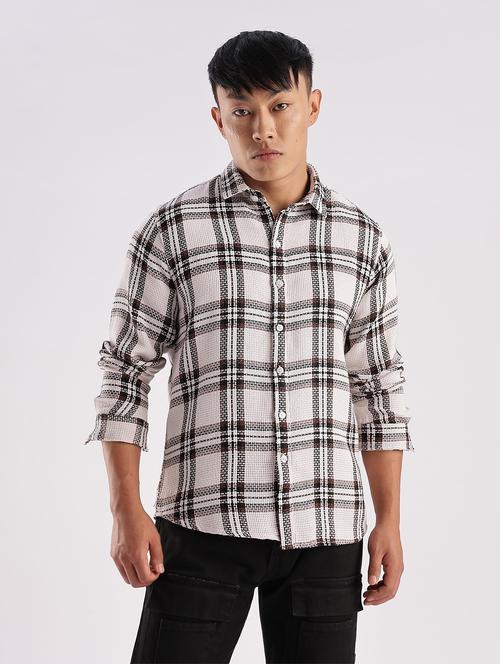 men checkered collared long sleeve regular fit shirt - 22052248 - Very Small Image - 1