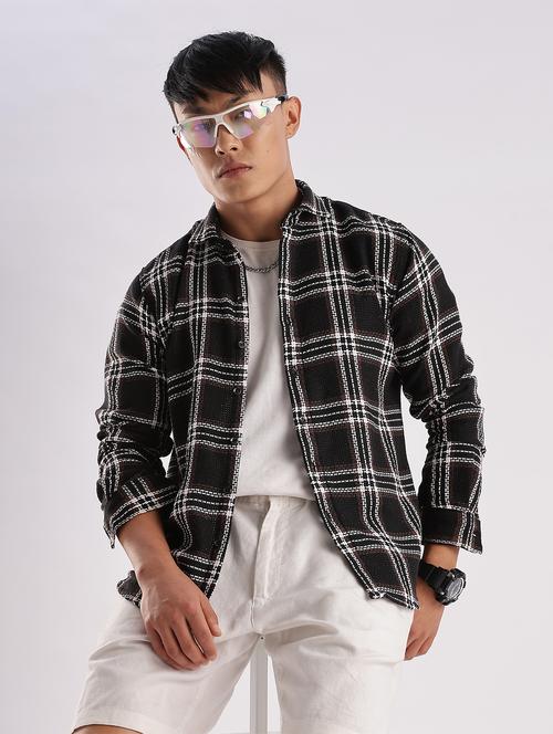 men checkered collared long sleeve regular fit shirt - 22052249 - Very Small Image - 1