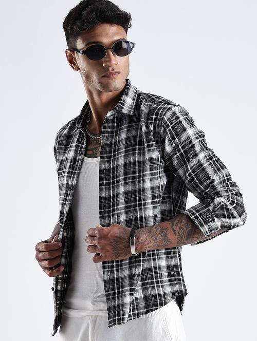men checkered collared long sleeve regular fit shirt - 22052260 - Very Small Image - 1