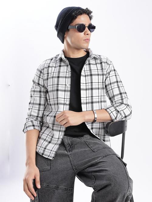 men checkered collared long sleeve regular fit shirt - 22052261 - Very Small Image - 1