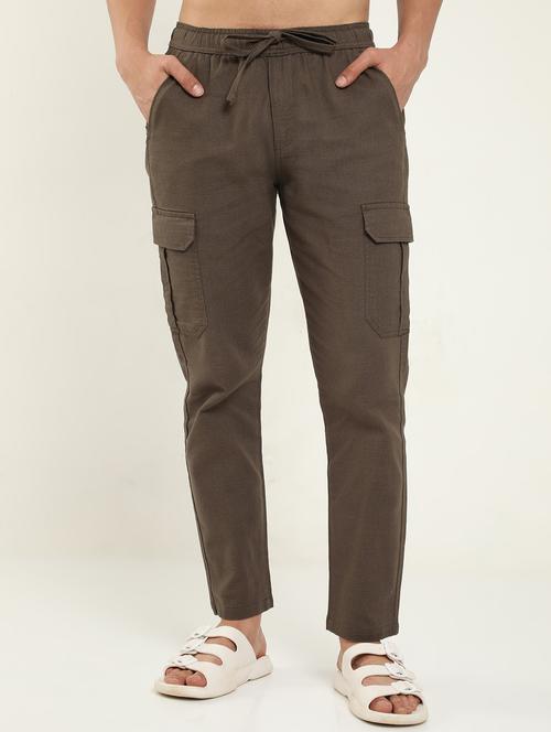 men solid mid rise regular fit cargo - 22052290 - Very Small Image - 1