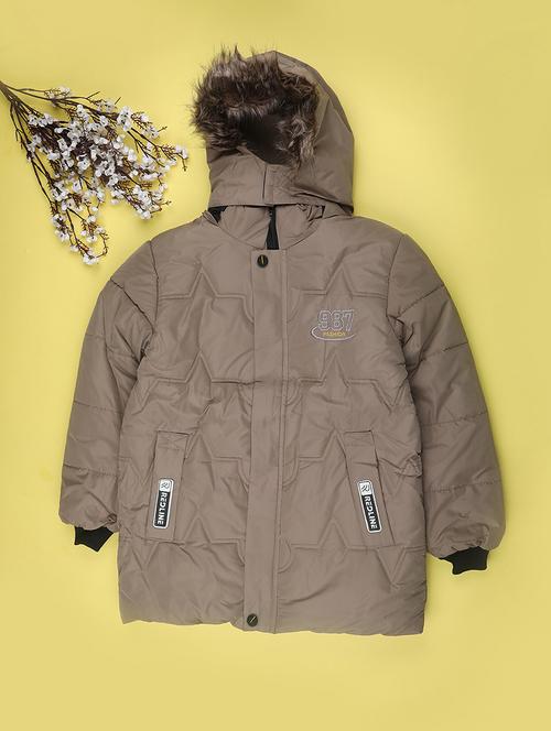 boys solid long sleeve hooded quilted jacket - 22053434 - Very Small Image - 1