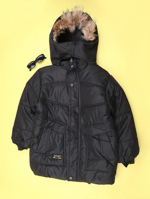 boys solid long sleeve hooded quilted jacket - 22053450 - Very Small Image - 1