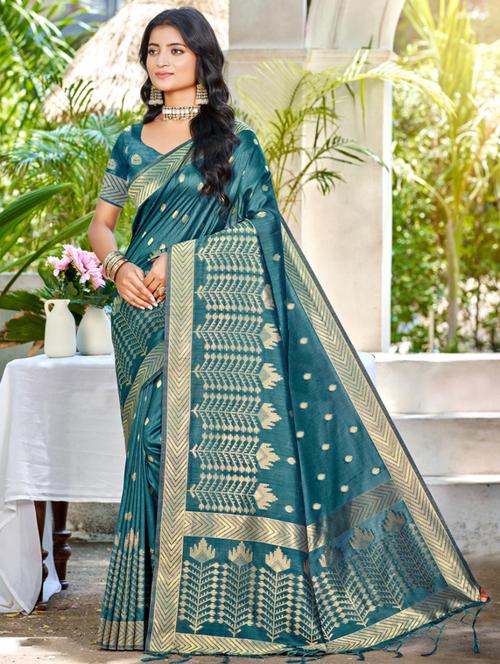 women self design tussar saree with blouse - 22053676 - Very Small Image - 1