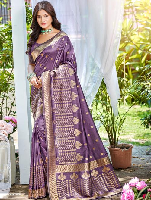 women self design tussar saree with blouse - 22053677 - Very Small Image - 1