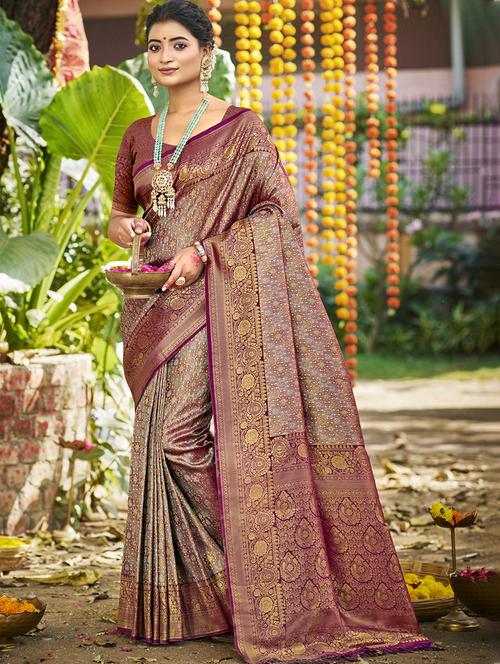 women self design banarasi saree with blouse - 22053694 - Very Small Image - 1