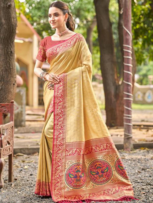 women self design kanjivaram saree with blouse - 22053731 - Very Small Image - 1