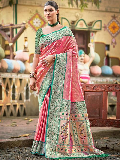 women self design kanjivaram saree with blouse - 22053733 - Very Small Image - 1