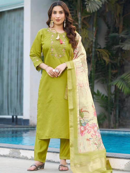 women embroidered three quarter sleeve kurta pant with dupatta set - 22053755 - Very Small Image - 1