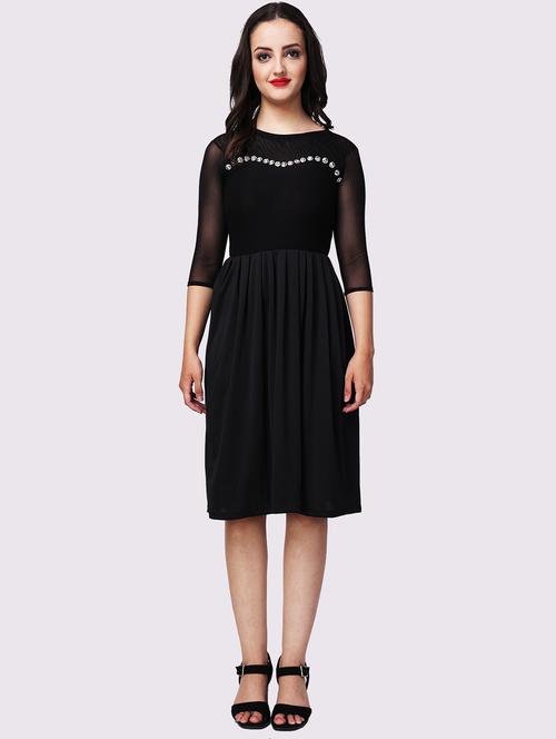 women black emebllished fit & flare dress - 22054169 - Very Small Image - 1