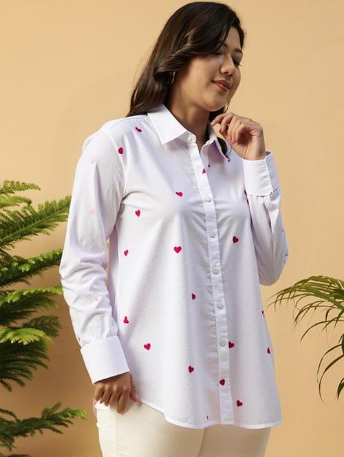 women plus size solid collared long sleeve shirt - 22055100 - Very Small Image - 1