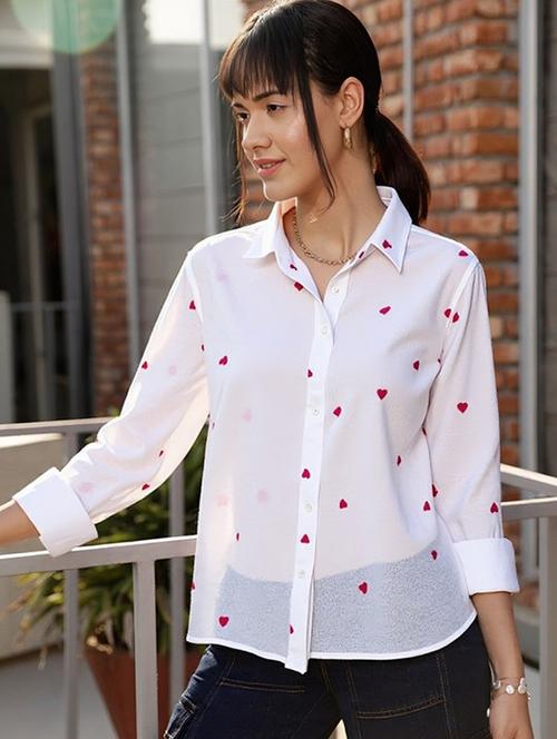women printed collared long sleeve shirt - 22055104 - Very Small Image - 1