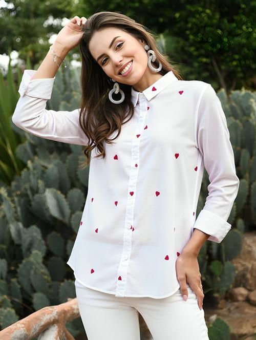 women printed collared long sleeve shirt - 22055108 - Very Small Image - 1