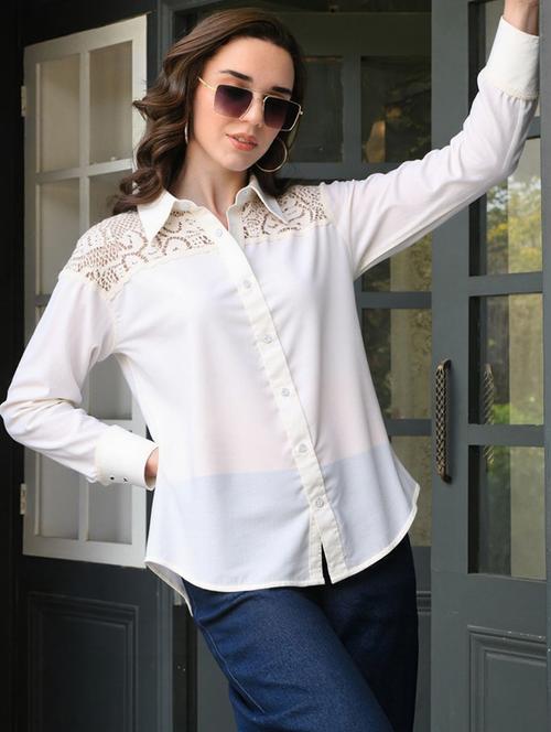 women solid collared long sleeve shirt - 22055118 - Very Small Image - 1