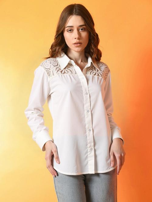 women solid collared long sleeve shirt - 22055122 - Very Small Image - 1