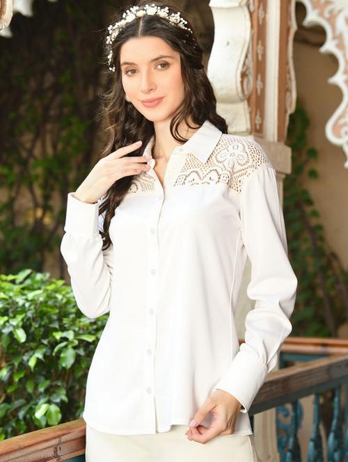 women solid collared long sleeve shirt - 22055127 - Very Small Image - 1