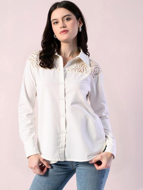 women solid collared long sleeve shirt - 22055130 - Very Small Image - 1