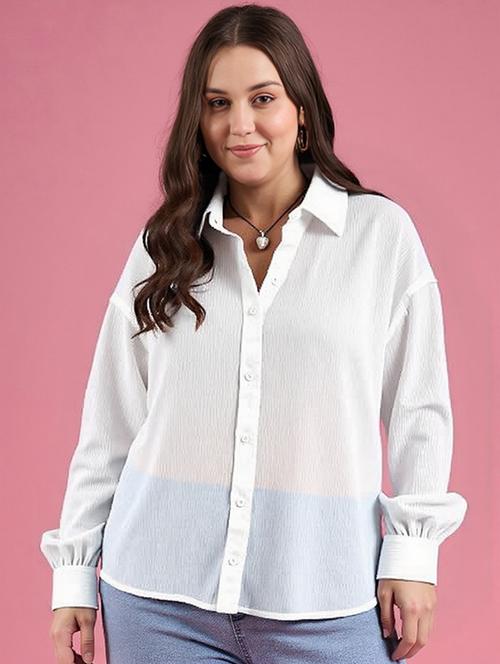women plus size solid collared long sleeve shirt - 22055137 - Very Small Image - 1