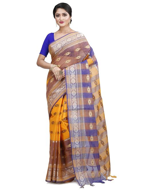 multi colored cotton blend tant saree - 22055442 - Very Small Image - 1