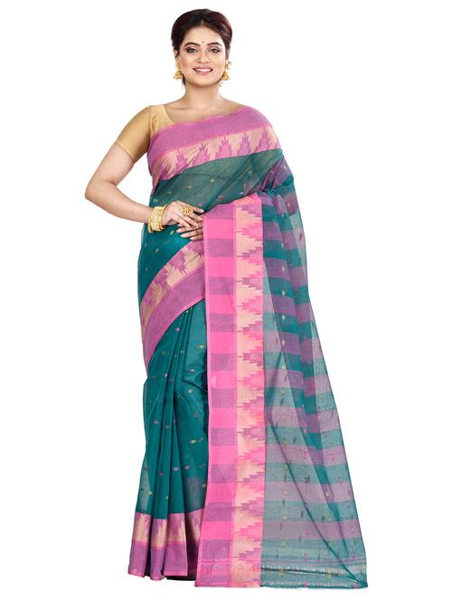 green cotton tant saree - 22055756 - Very Small Image - 1