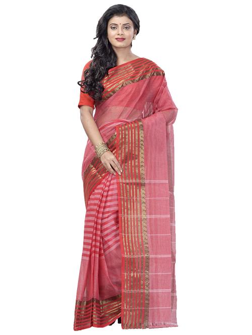 red cotton tant saree - 22056101 - Very Small Image - 1