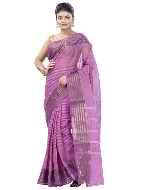 purple cotton tant saree - 22056239 - Very Small Image - 1