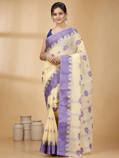 navy blue cotton tant saree - 22056531 - Very Small Image - 1
