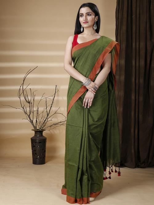 neo mint cotton blend plain saree - 22056549 - Very Small Image - 1