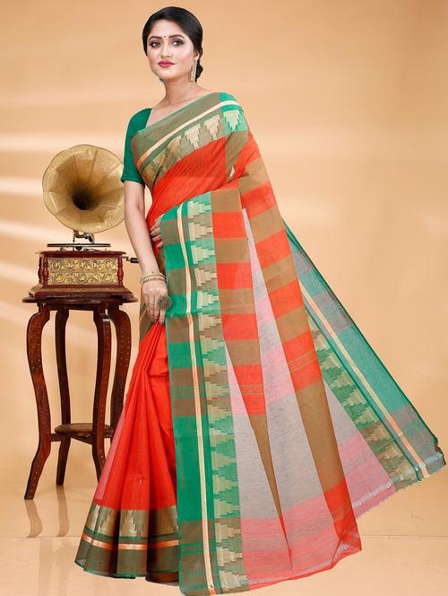 navy blue cotton handloom saree - 22056556 - Very Small Image - 1