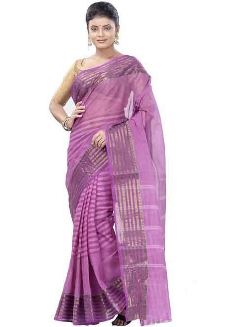 navy blue cotton tant saree - 22056567 - Very Small Image - 1