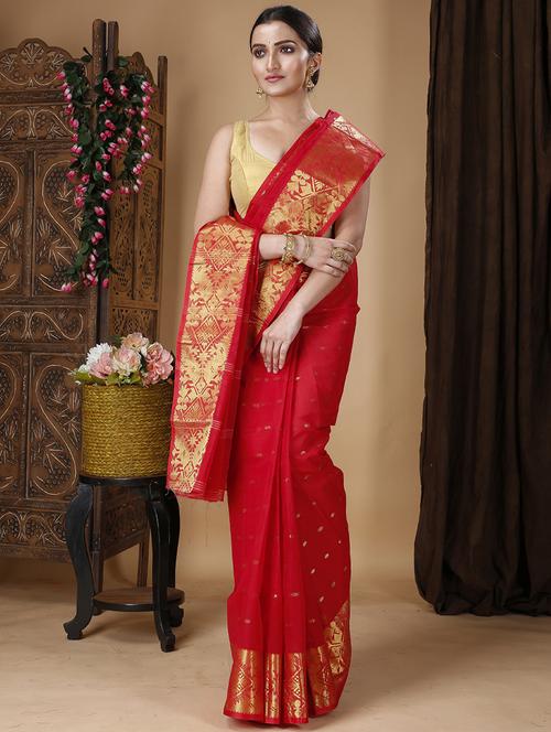 navy blue cotton blend tant saree - 22056660 - Very Small Image - 1