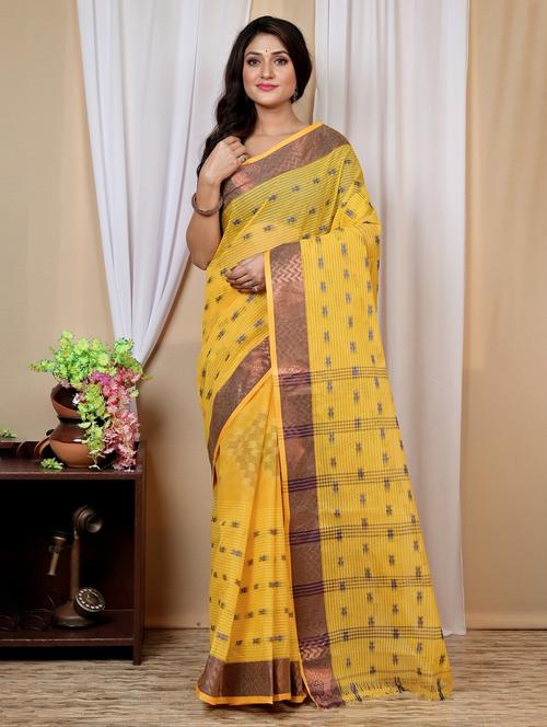 navy blue cotton tant saree - 22056782 - Very Small Image - 1