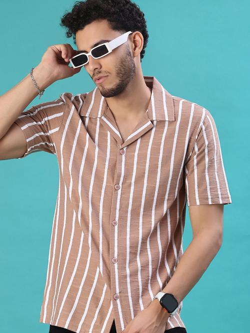 men striped short sleeve regular fit casual shirt - 22057361 - Very Small Image - 1