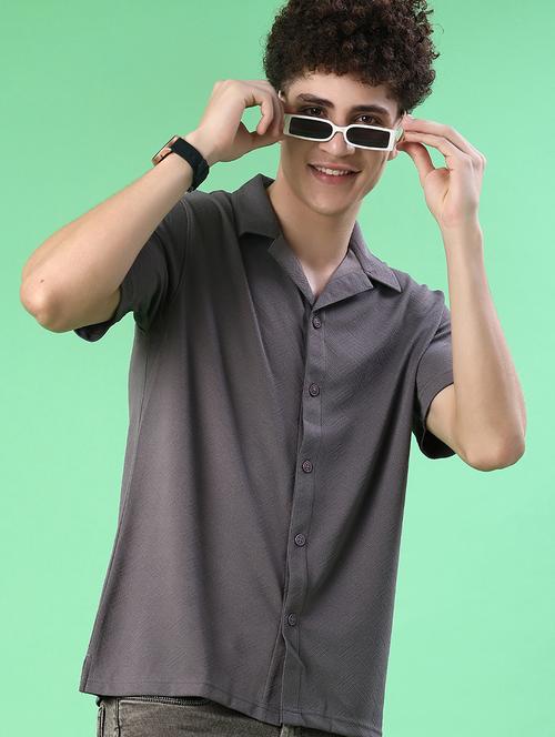 men solid short sleeve regular fit casual shirt - 22057385 - Very Small Image - 1