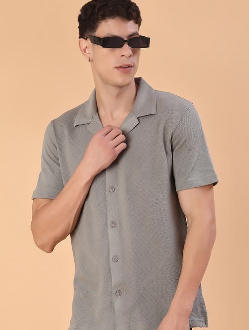 men self design short sleeve regular fit casual shirt - 22057414 - Very Small Image - 1