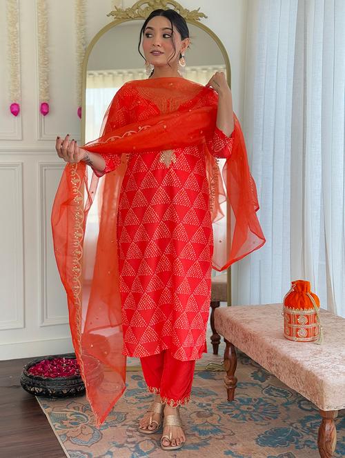 women three quarter sleeve kurta pant with dupatta set - 22057697 - Very Small Image - 1