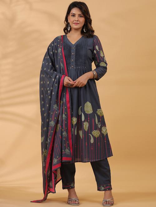 women three quarter sleeve kurta pant with dupatta set - 22057973 - Very Small Image - 1