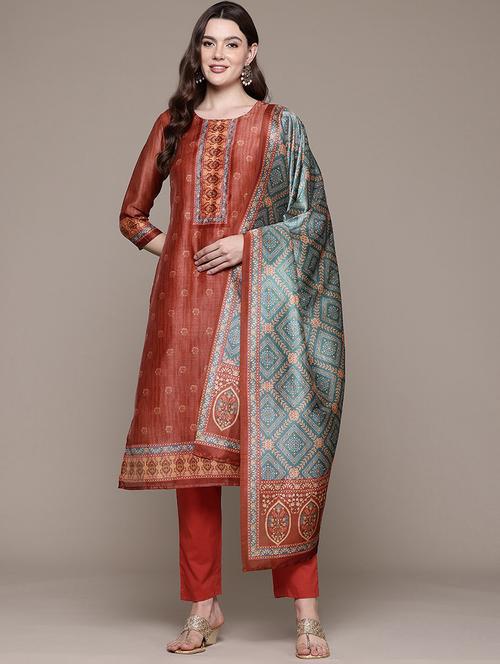 women three quarter sleeve kurta pant with dupatta set - 22057986 - Very Small Image - 1