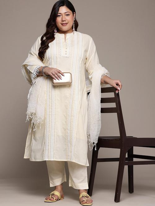cream cotton suit  set - 22058093 - Very Small Image - 1