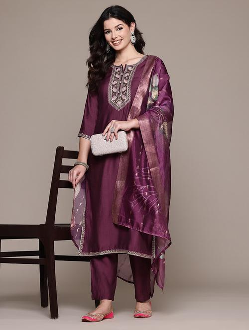 purple viscose suit  set - 22058126 - Very Small Image - 1
