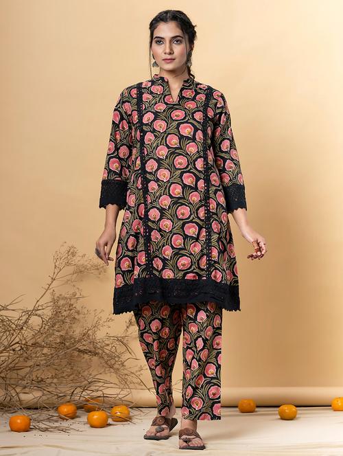 black cotton kurta palazzo  set - 22058198 - Very Small Image - 1