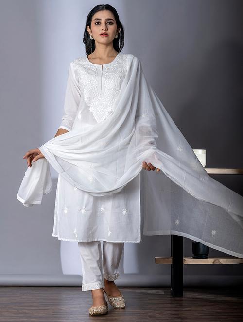 white cotton suit  set - 22058243 - Very Small Image - 1