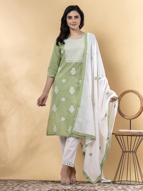 green cotton suit  set - 22058333 - Very Small Image - 1