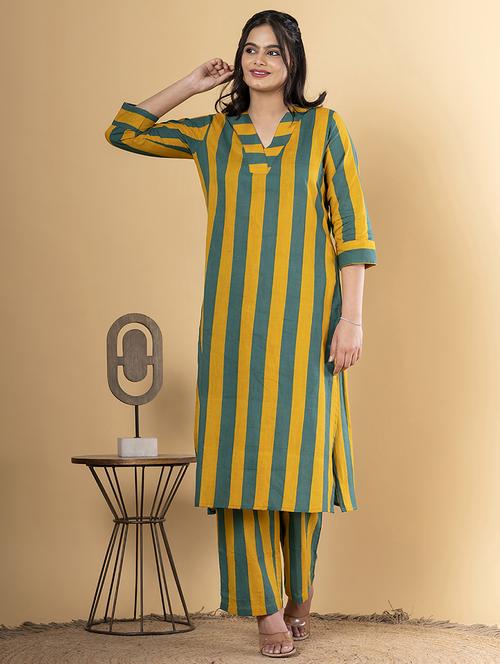 mustard cotton kurta palazzo  set - 22058351 - Very Small Image - 1