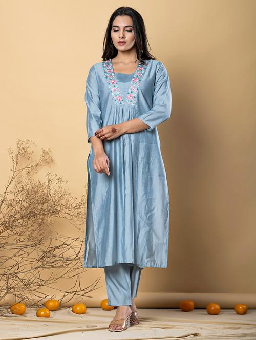 women three quarter sleeve kurta and pant set - 22058407 - Very Small Image - 1
