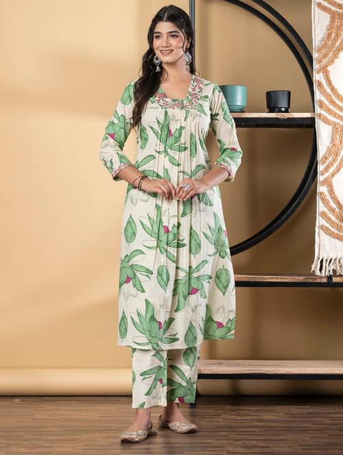 green cotton suit  set - 22058507 - Very Small Image - 1