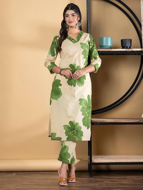 Green Cotton Suit Set - 22058511 - Very Small Image - 1