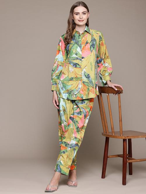 women printed shirt and trouser co-ord set - 22058569 - Very Small Image - 1
