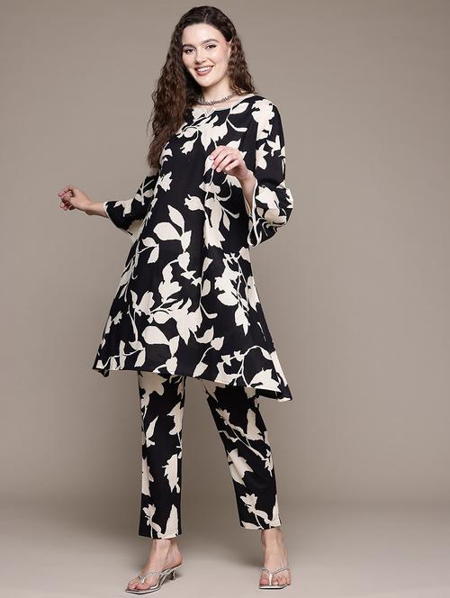 women printed three quarter sleeve ethnic co-ord set - 22058580 - Very Small Image - 1