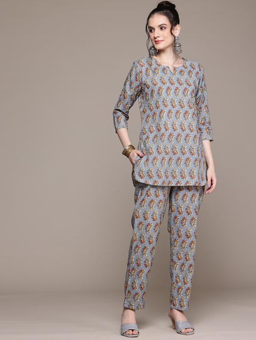 women printed three quarter sleeve ethnic co-ord set - 22058588 - Very Small Image - 1